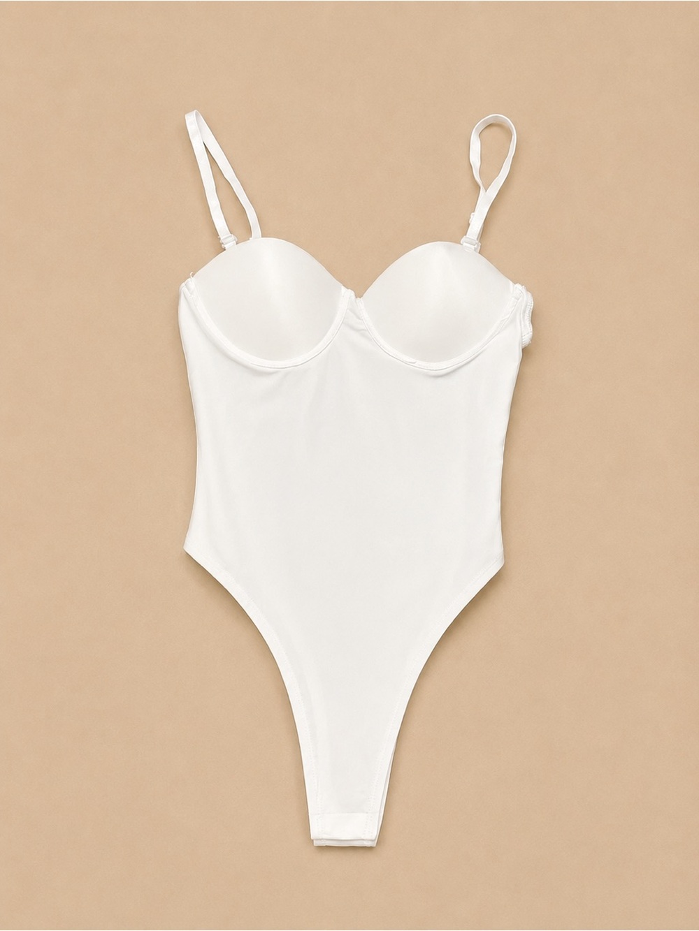 White Underwire Bodysuit with Adjustable Straps